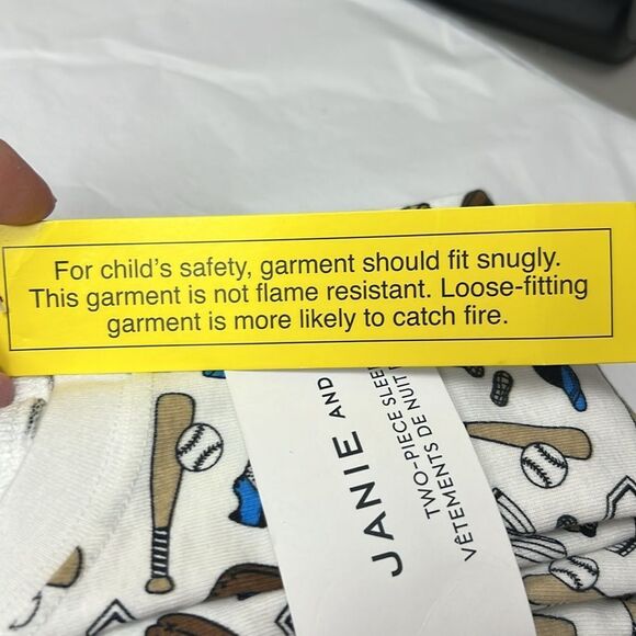 Janie and Jack 100049417 Good Night Short Sleeve Pajama In Baseball Star size 1 - Picture 4 of 8